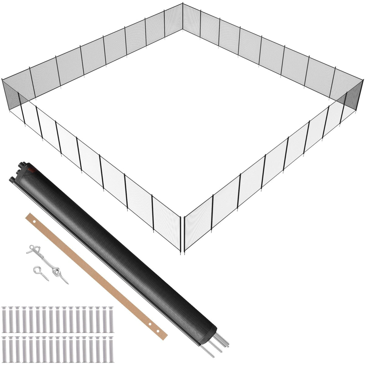 Pool Fence, 4 x 96 FT Pool Fences for Inground Pools, Removable Child Safety Pool Fencing, Easy DIY Installation Swimming Pool Fence, 340gms Teslin PVC Pool Fence Mesh Protects Kids and Pets