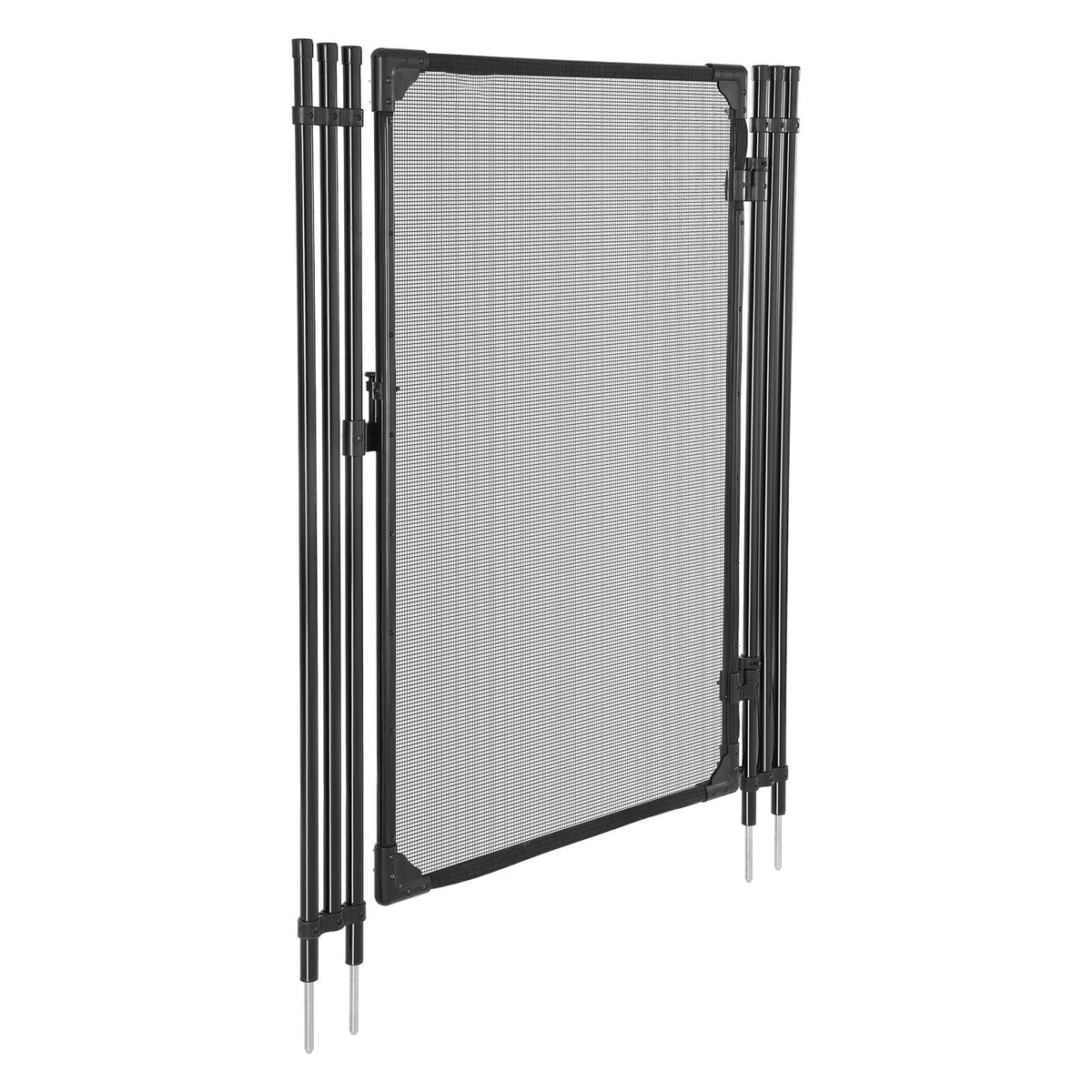 Pool Fence Gate, 4 x 2.5 ft Inground Swimming Pool Fences Gate, Outdoor Security Fencing Door Kit with Metal Latch, 352 gsm Teslin PVC Mesh, Round Tube, Lockable and Easy Installation, Black