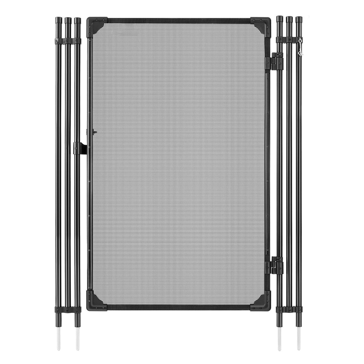 Pool Fence Gate, 4 x 2.5 ft Inground Swimming Pool Fences Gate, Outdoor Security Fencing Door Kit with Metal Latch, 352 gsm Teslin PVC Mesh, Round Tube, Lockable and Easy Installation, Black