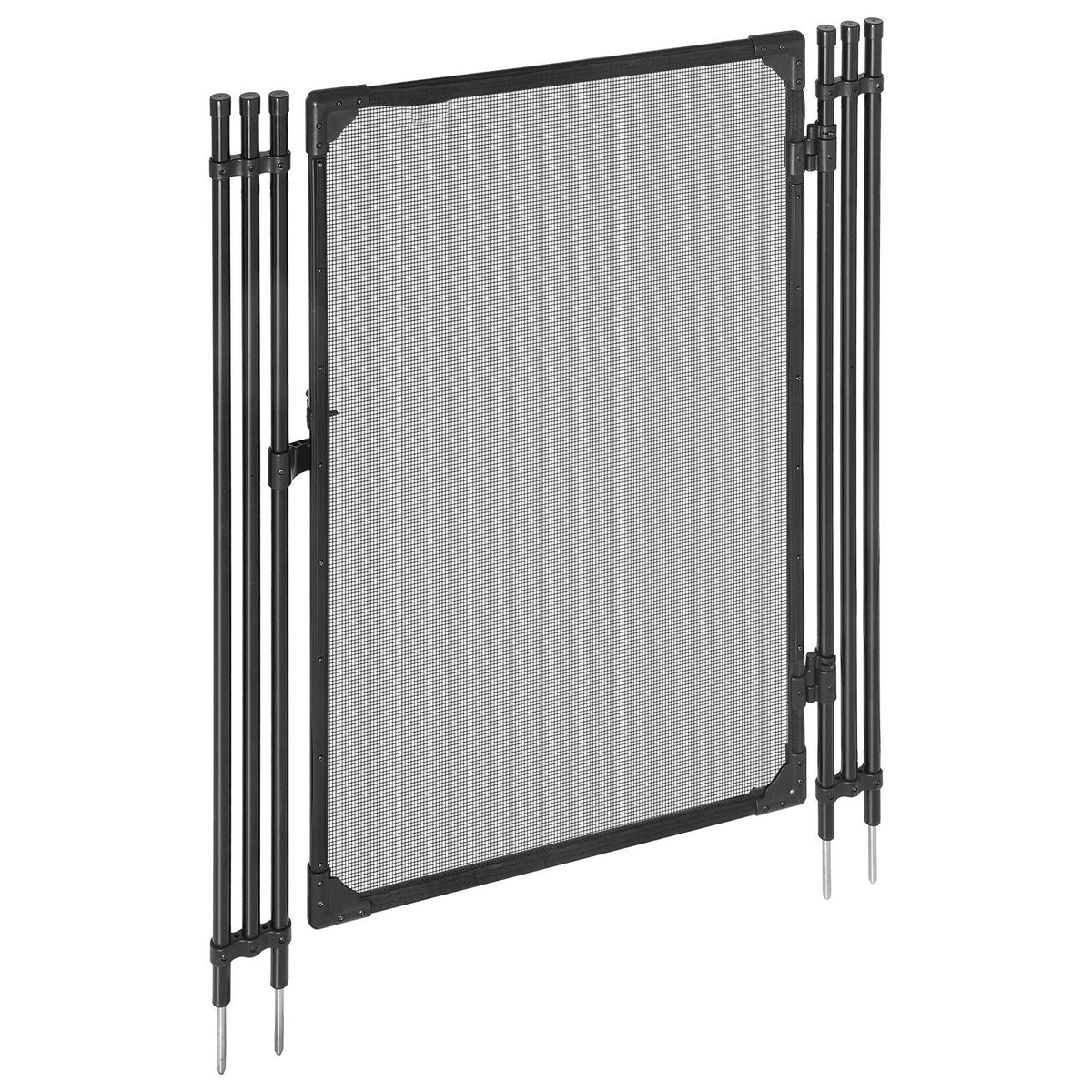 Pool Fence Gate, 4 x 2.5 ft Inground Swimming Pool Fences Gate, Outdoor Security Fencing Door Kit with Metal Latch, 352 gsm Teslin PVC Mesh, Round Tube, Lockable and Easy Installation, Black