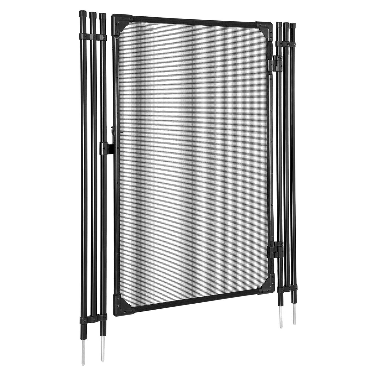 Pool Fence Gate, 4 x 2.5 ft Inground Swimming Pool Fences Gate, Outdoor Security Fencing Door Kit with Metal Latch, 352 gsm Teslin PVC Mesh, Round Tube, Lockable and Easy Installation, Black