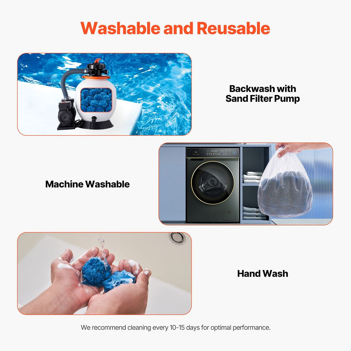 Pool Filter Balls for Sand Filter, 1.5 lbs, Filter Balls Replace Pool Filter Sand, Reusable Blue Polyester Fiber Filter Media with Wash Bag, for Swimming Pool Aquarium Tank Above Ground Pool