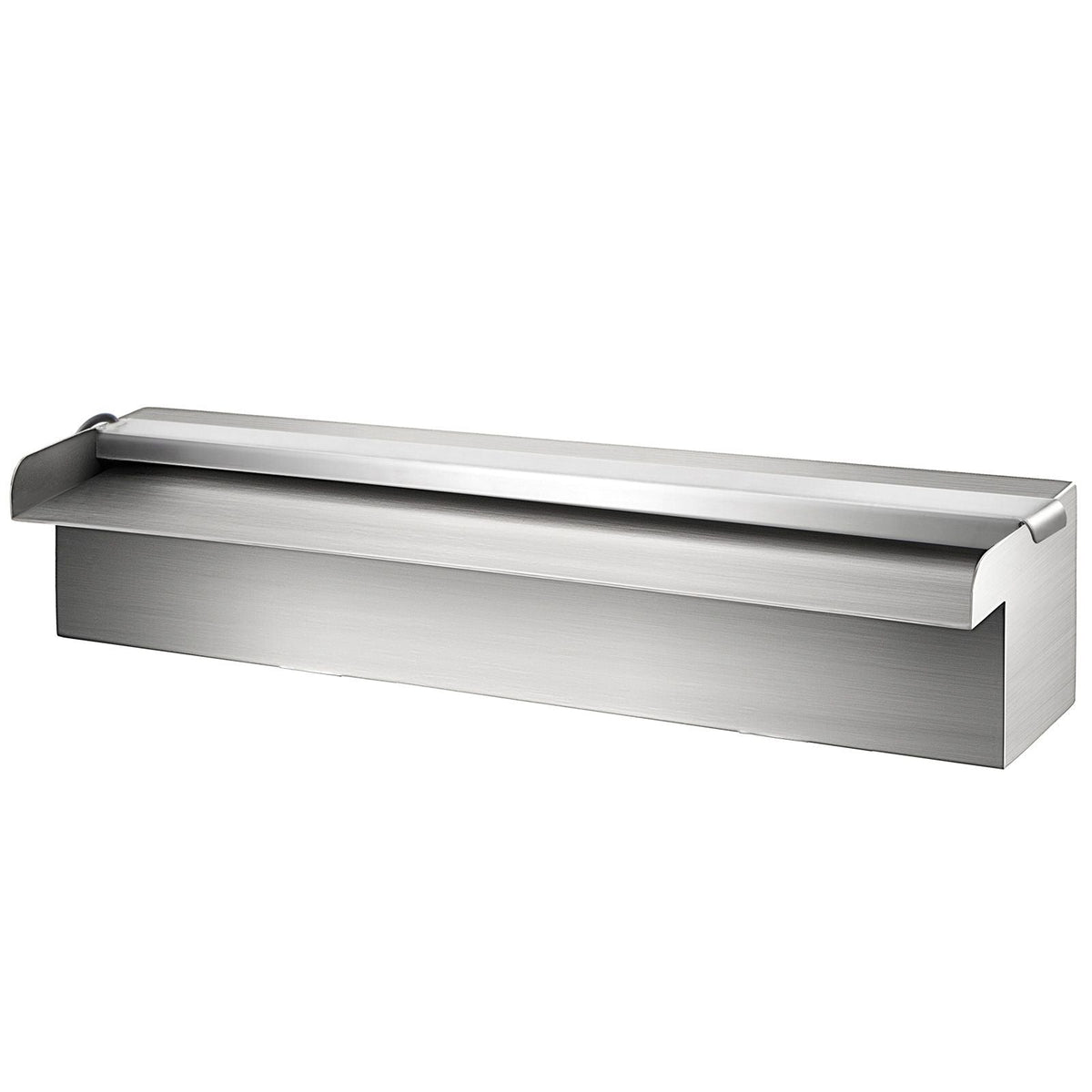 Pool Fountain Stainless Steel Pool Waterfall 11.8\" x 4.5\" x 3.1\"(W x D x H) with LED Strip Light Waterfall Spillway with Pipe Connector Rectangular Garden Outdoor