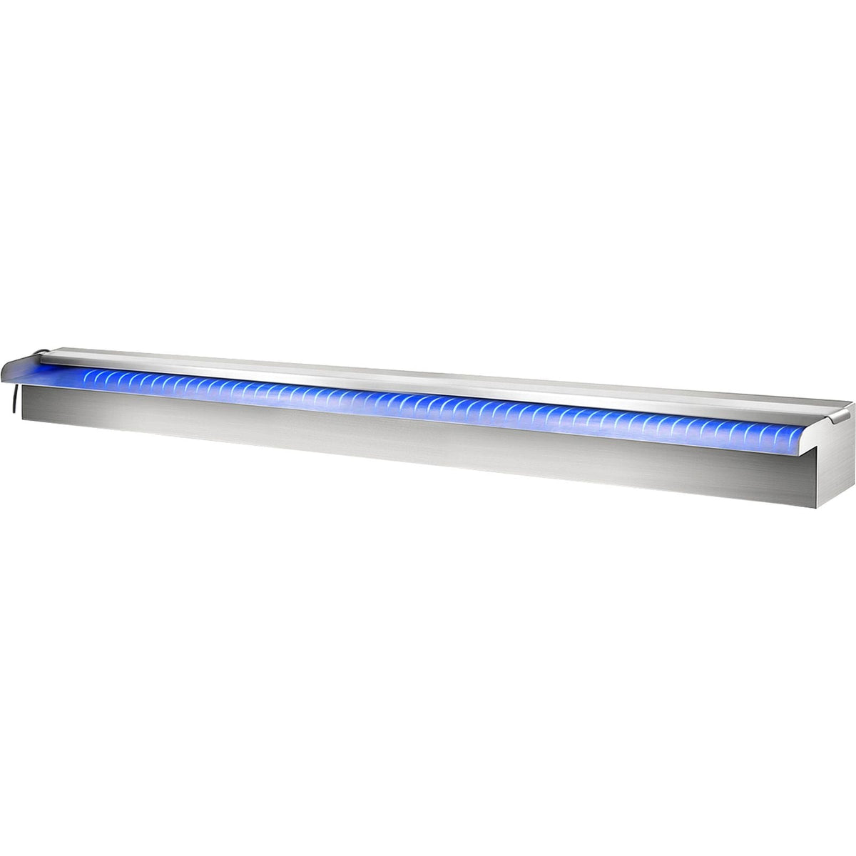 Pool Fountain Stainless Steel Pool Waterfall 35.4\" x 4.5\" x 3.1\"(W x D x H) with LED Strip Light Waterfall Spillway with Pipe Connector Rectangular Garden Outdoor