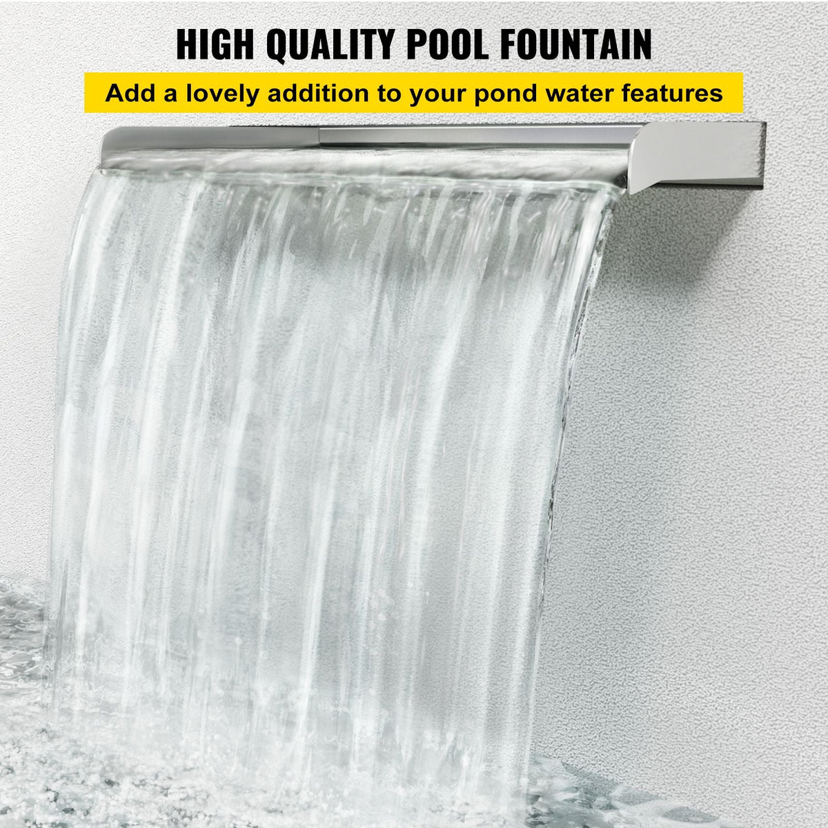 Pool Fountain Stainless Steel Pool Waterfall Spillway with Pipe Connector Rectangular Garden Outdoor (11.8\")