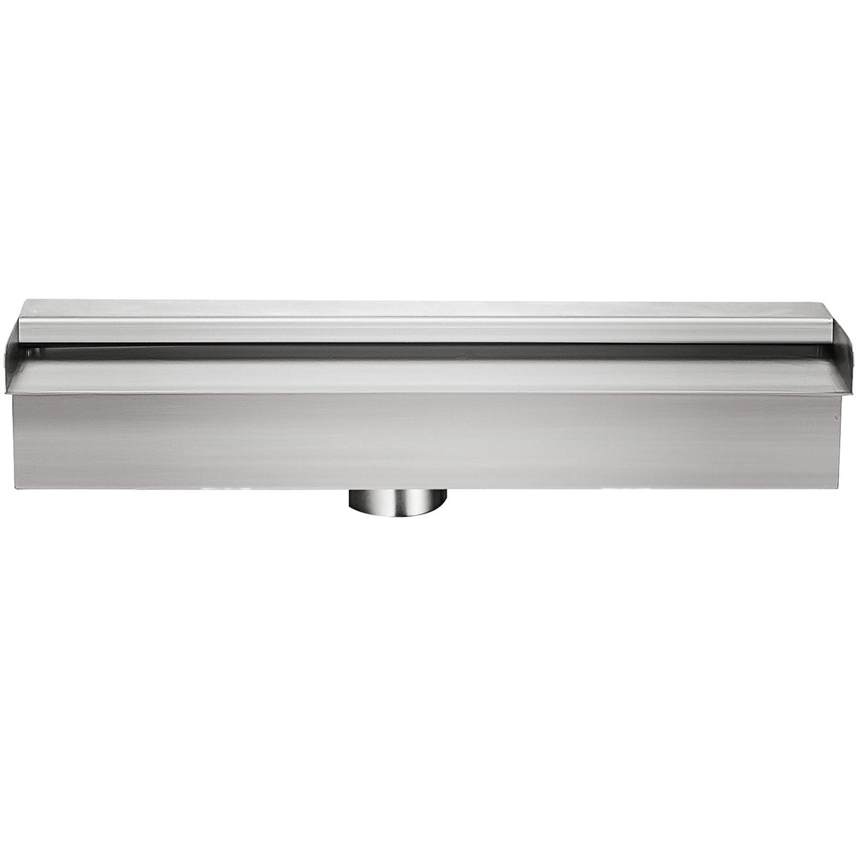 Pool Fountain Stainless Steel Pool Waterfall Spillway with Pipe Connector Rectangular Garden Outdoor (17.7\")