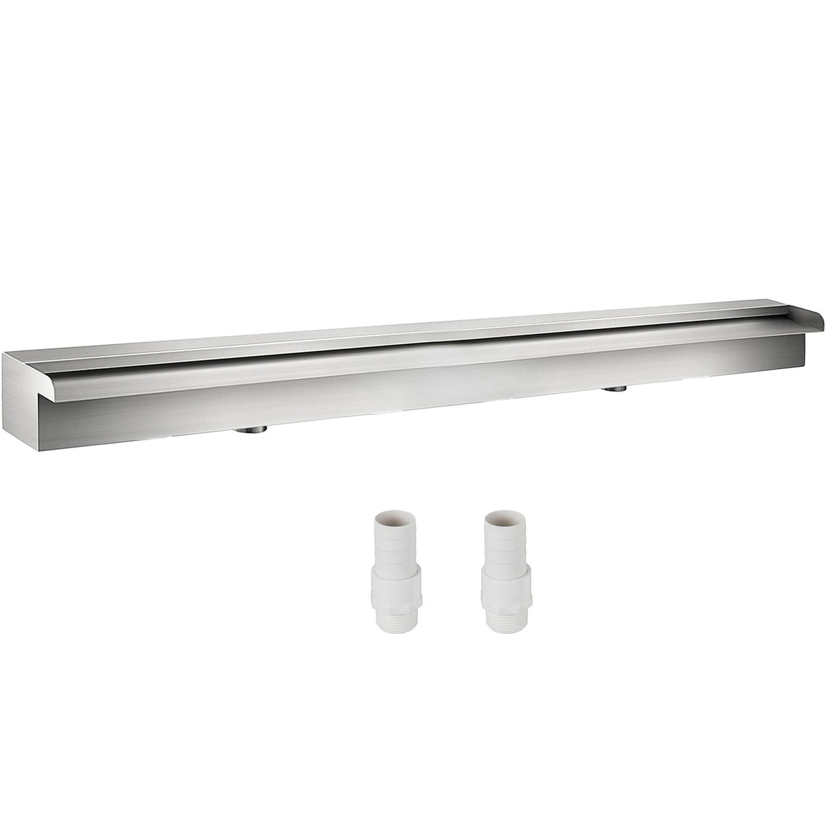 Pool Fountain Stainless Steel Pool Waterfall Spillway with Pipe Connector Rectangular Garden Outdoor (59.1\")