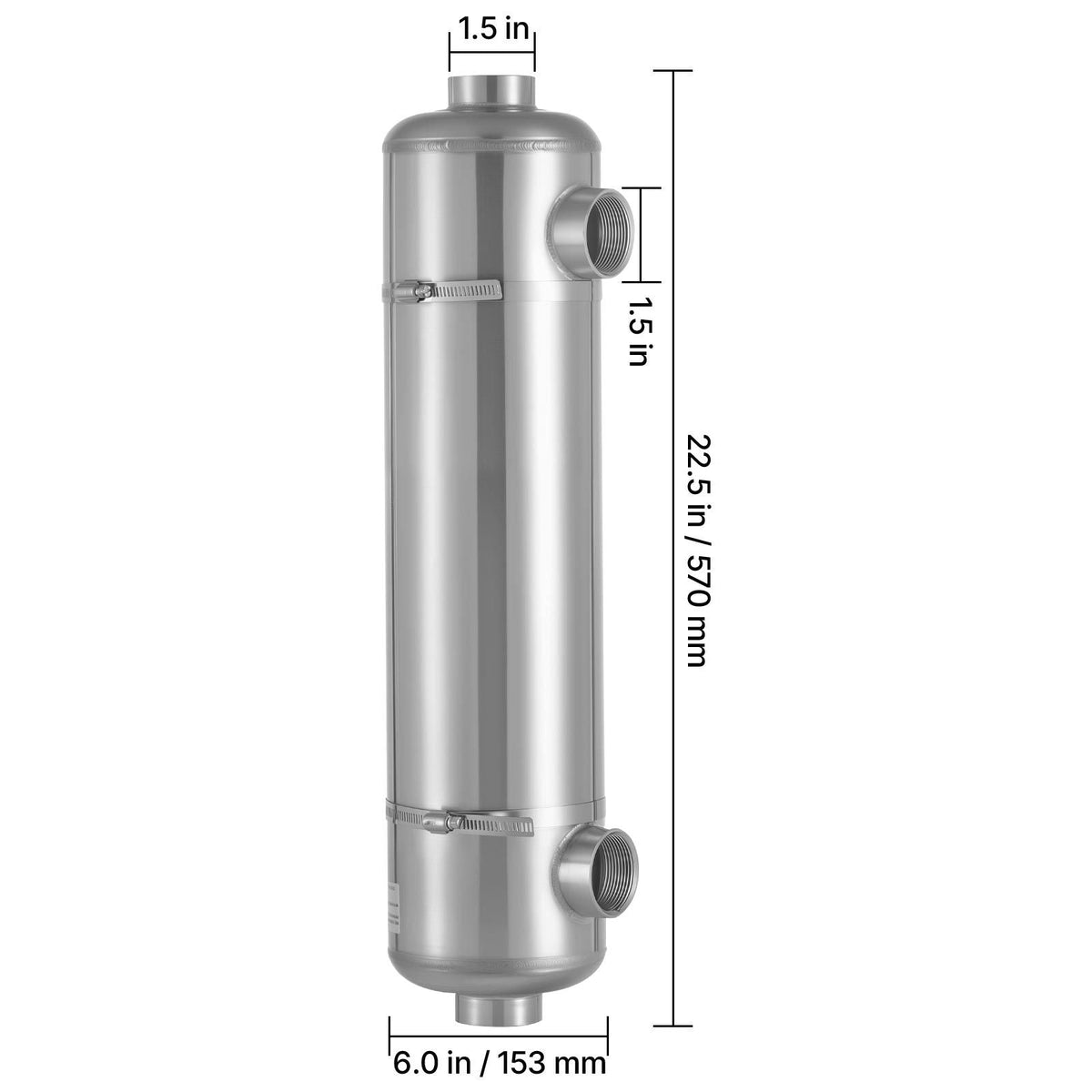 Pool Heat Exchanger, 210K BTU Swimming Pool Heater Exchanger, 316L Stainless Steel Construction, High Efficiency Water to Water Transfer Heating System for Spa, Hot Tub, Indoor/Outdoor, Silver