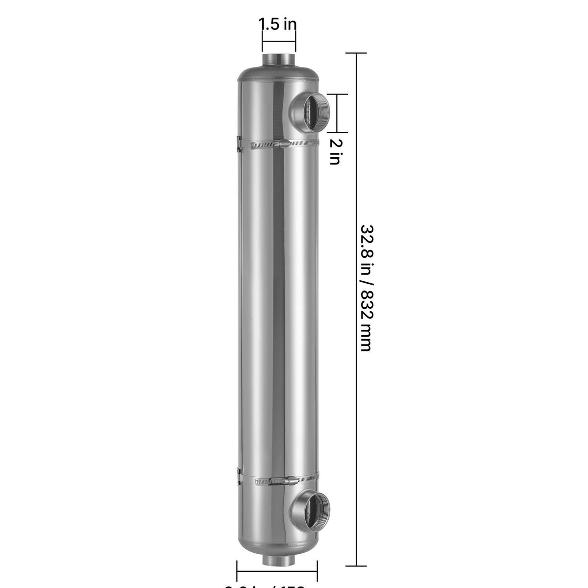 Pool Heat Exchanger, 360K BTU Swimming Pool Heater Exchanger, 316L Stainless Steel Construction, High Efficiency Water to Water Transfer Heating System for Spa, Hot Tub, Indoor/Outdoor, Silver