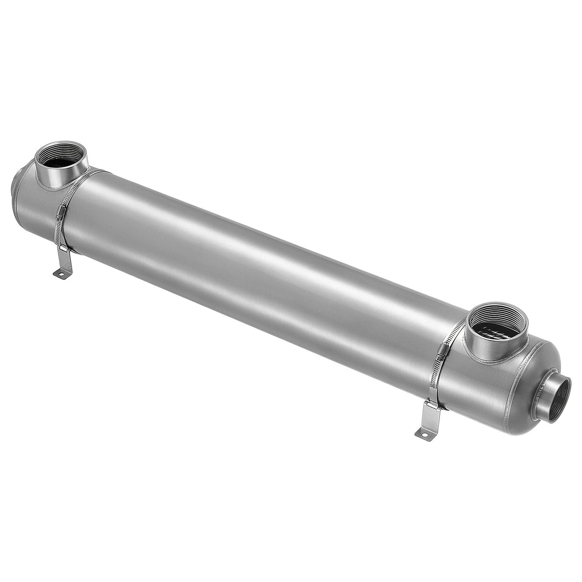Pool Heat Exchanger, 600K BTU Swimming Pool Heater Exchanger, 316L Stainless Steel Construction, High Efficiency Water to Water Transfer Heating System for Spa, Hot Tub, Indoor/Outdoor, Silver