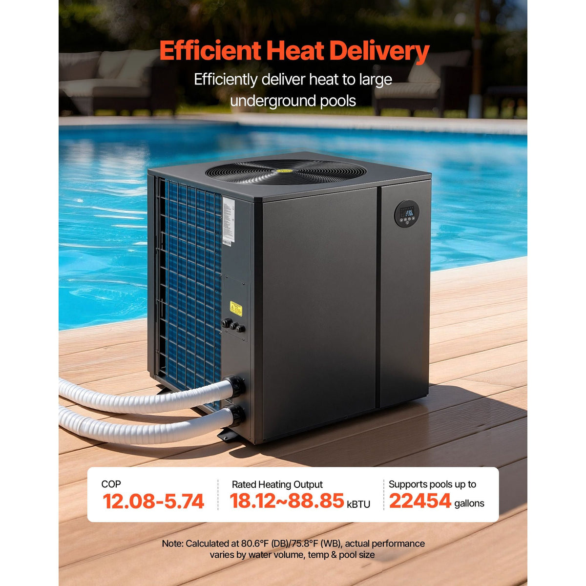 Pool Heat Pump Max 88850 BTU, Electric Pool Heater for In-Ground Up to 22454 Gallons, All-DC Inverter Technology, WiFi & App Remote Control, Multiple Protection for Swimming Parties