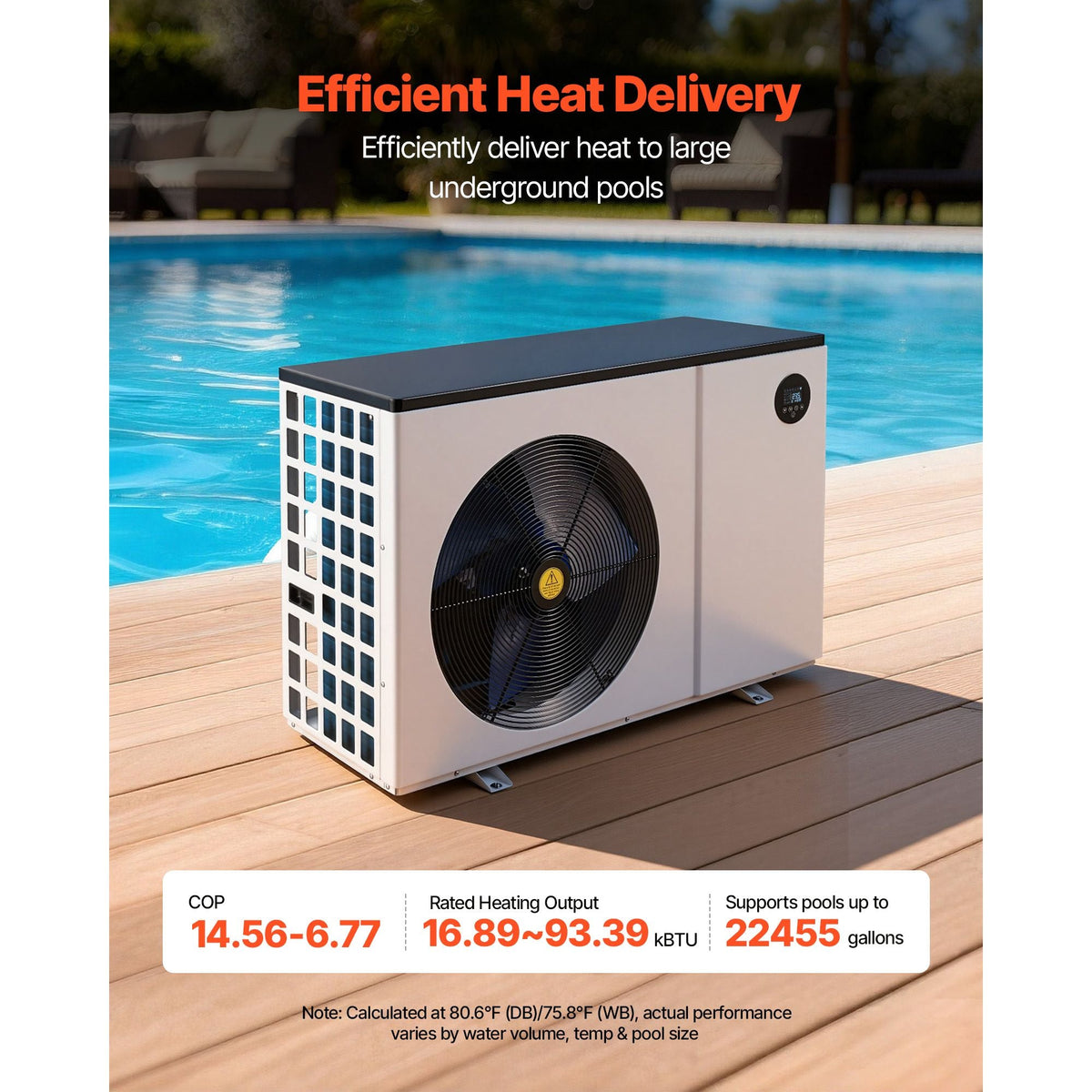 Pool Heat Pump Max 93390 BTU, Electric Pool Heater for Above & In-Ground Up to 22455 Gallons, All-DC Inverter Technology, WiFi & App Remote Control, Multiple Protection for Swimming Parties
