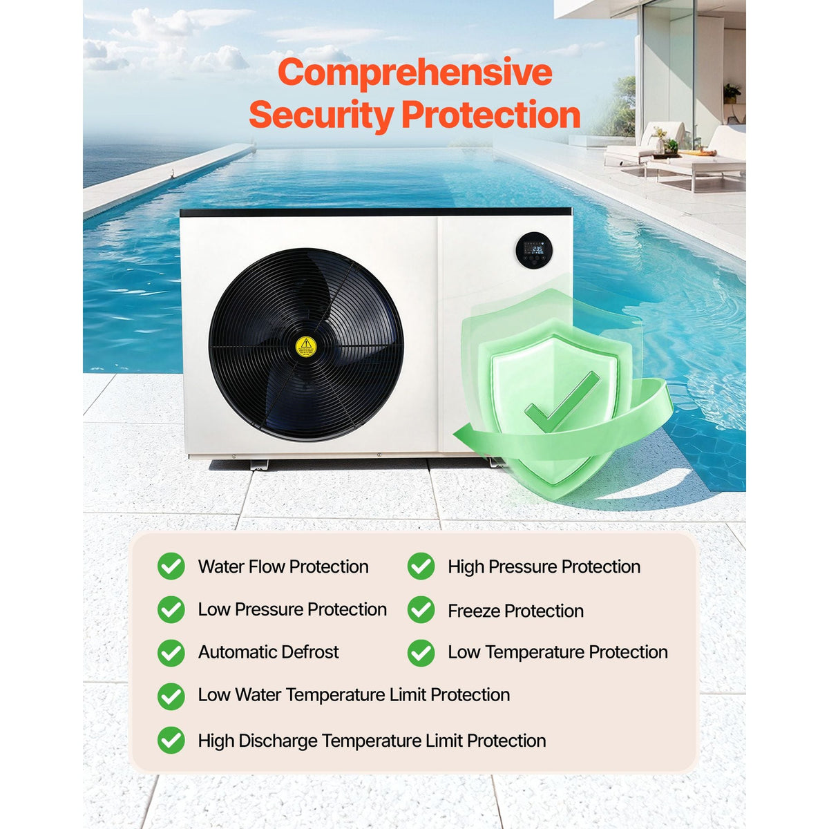 Pool Heat Pump Max 93390 BTU, Electric Pool Heater for Above & In-Ground Up to 22455 Gallons, All-DC Inverter Technology, WiFi & App Remote Control, Multiple Protection for Swimming Parties
