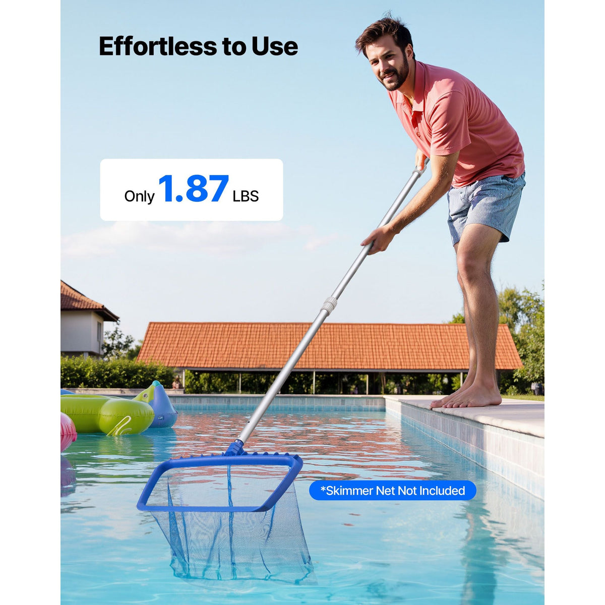 Pool Pole, 3.4 to 12 Ft Telescoping Swimming Pool Cleaning Poles, Professional Adjustable Telescopic Pole with Extension Pole, Heavy Duty Cleaner Stick for Skimmer Net, Rake, Brush, Vacuum Head
