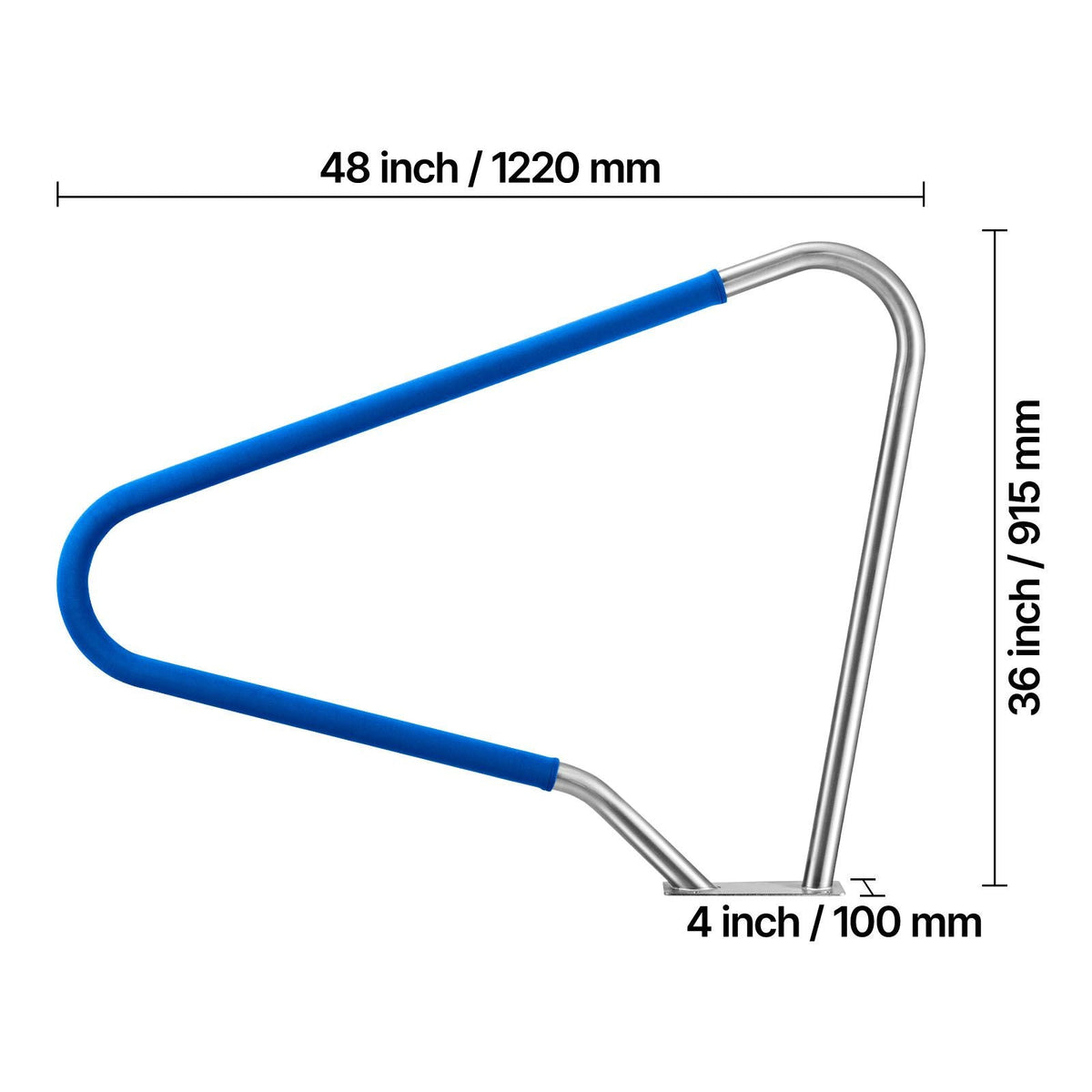 Pool Rail, 48 x 36 inch Pool Handrail, 220 lbs Load Capacity Heavy Duty 304 Stainless Steel Swimming Handrail, Detachable Nonslip Sleeve, Rich Accessories, for Poolside, Water Parks, Spa Centers