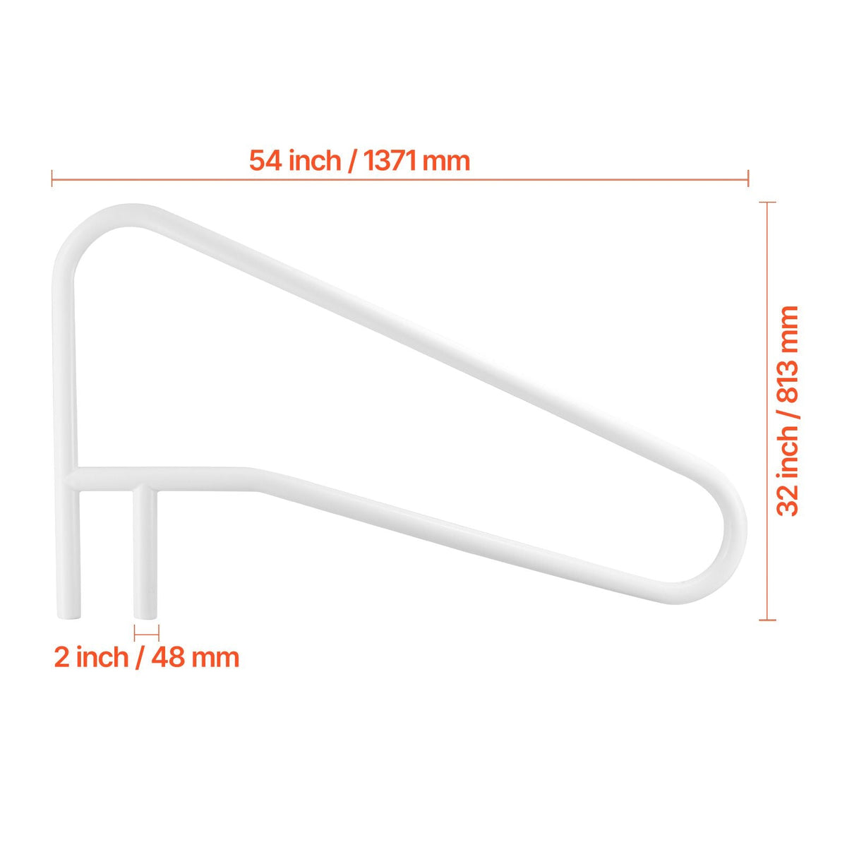 Pool Rail, 54 x 32 inch Pool Handrail, 220 lbs Load Capacity Heavy Duty Stainless Steel Swimming Handrail, Seamless Welding, Recessed or Base Mount, for Poolside, Water Parks, Spa Centers