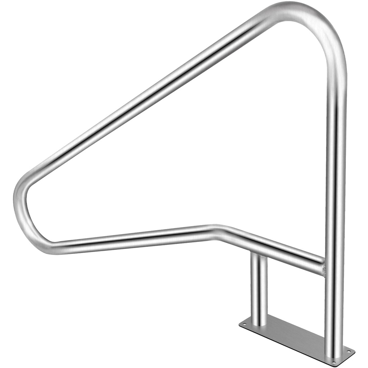 Pool Rail 54x36 Pool Railing 304 Stainless Steel 250LBS Load Capacity Silver Rustproof Pool Handrail Humanized Swimming Pool Handrail with Blue Grip Cover & M8 Drill Bit & Self-Taping Screws