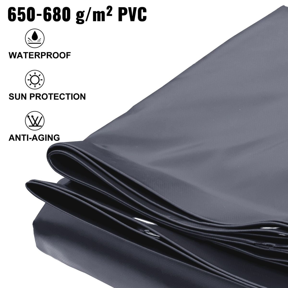 Pool Safety Cover Fits 10.5x18.6ft Rectangle Inground Pools, Safety Pool Cover with Drainage Holes, Mesh Pool Cover for Swimming Pool, PVC Winter Safety Cover, Dark Grey