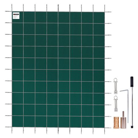 Pool Safety Cover Fits 14x26ft Rectangle Inground Safety Pool Cover Green Mesh Solid Pool Safety Cover for Swimming Pool Winter Safety Cover