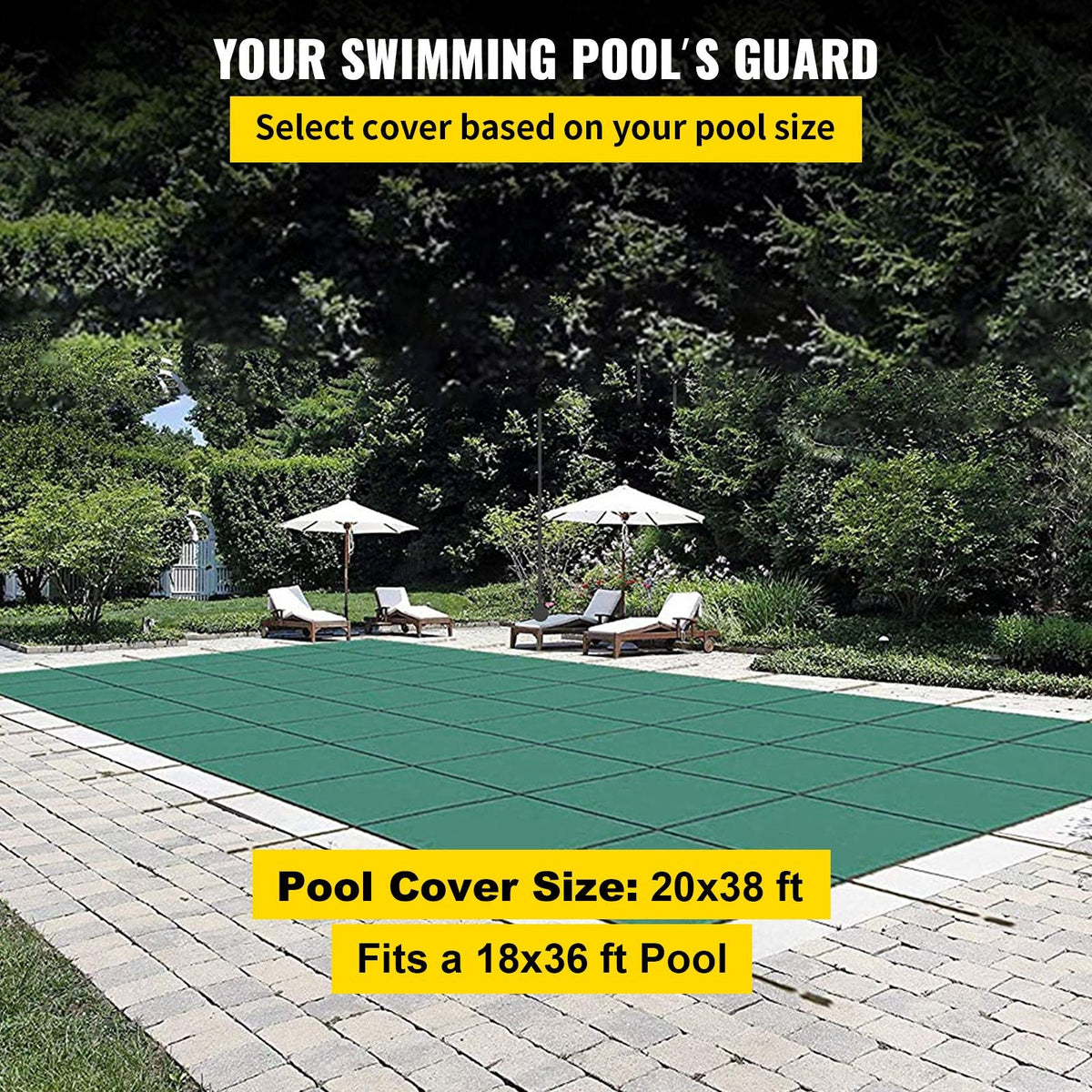 Pool Safety Cover Fits 20 x 38 ft Rectangle Inground Safety Pool Cover Green Mesh Solid Pool Safety Cover for Swimming Pool Winter Safety Cover