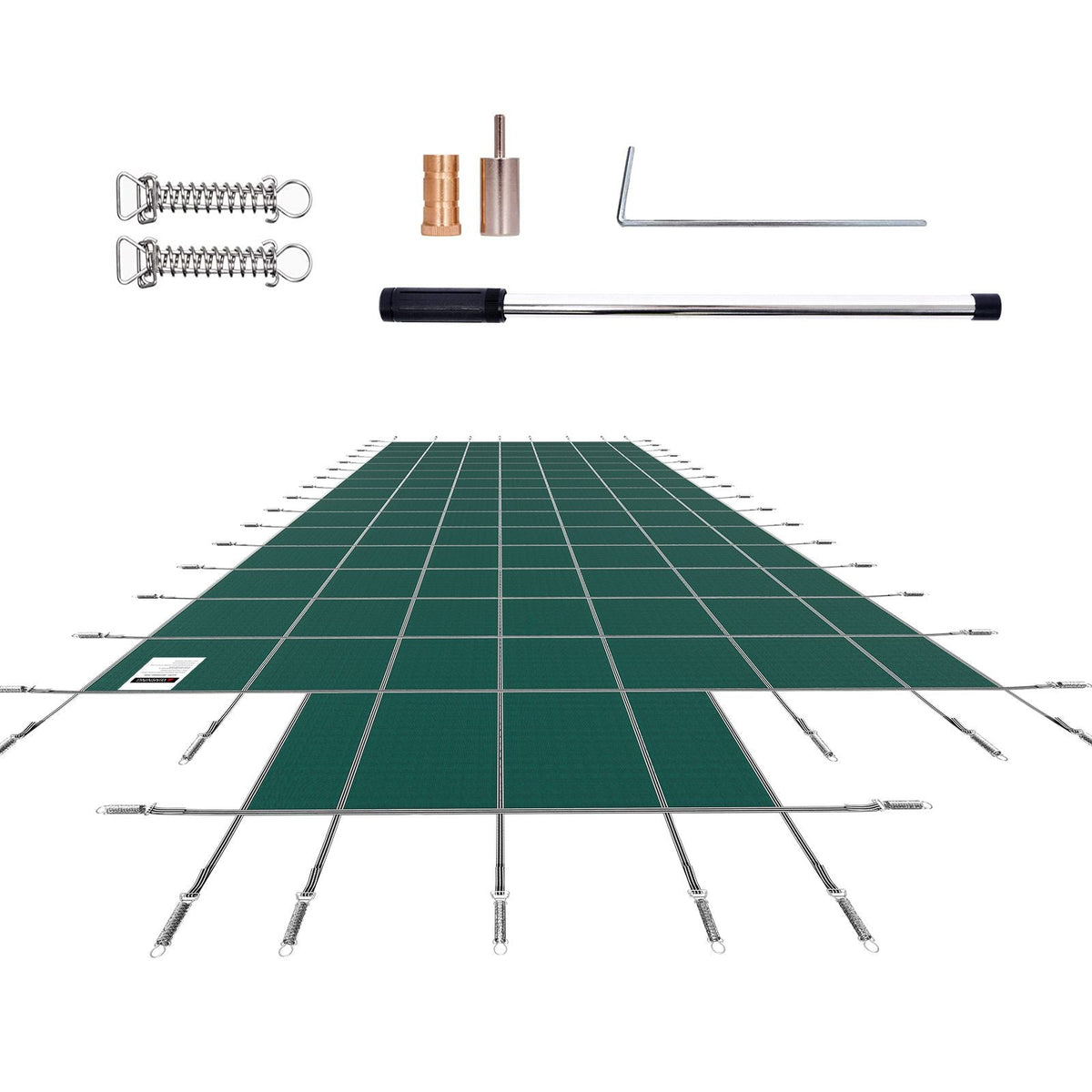 Pool Safety Cover Fits 20x40ft Rectangle Inground Pools, Safety Pool Cover with 4x10ft Center End Step, Mesh Solid Pool Cover with Drainage Holes for Swimming Pool, Winter Safety Cover, Green