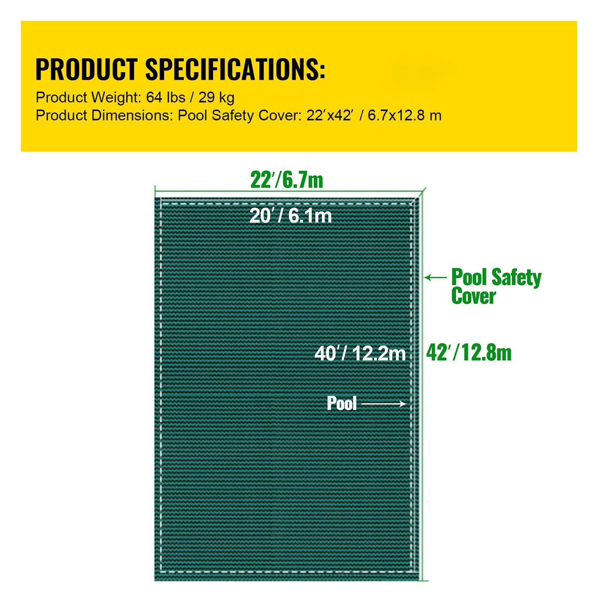 Pool Safety Cover Fits 20x40ft Rectangle Inground Safety Pool Cover Green Mesh Solid Pool Safety Cover for Swimming Pool Winter Safety Cover