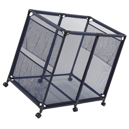 Pool Storage Bin, 36.8 x 24 x 35.6 in, Rolling Pool Float Storage Organizer with Side Pockets & Casters, Heavy Duty Metal Frame, Poolside Toys Noodles Holder Mesh Basket for Swimming Pools