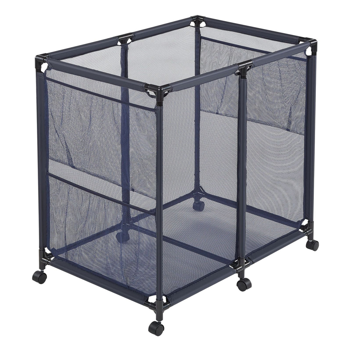 Pool Storage Bin, 36.8 x 24 x 35.6 in, Rolling Pool Float Storage Organizer with Side Pockets & Casters, Heavy Duty Metal Frame, Poolside Toys Noodles Holder Mesh Basket for Swimming Pools