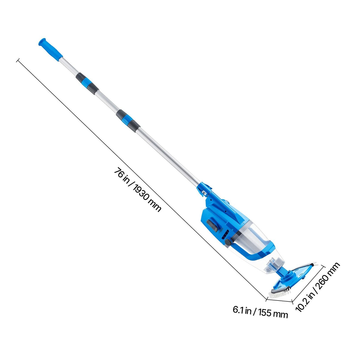 Pool Vacuum, 26 GPM Handheld Cordless Hot Tub Vacuum with Extension Pole, for Deep Cleaning & Strong Suction, Rechargeable Pool Cleaner, Running up to 1Hour, for Above Ground/Inground Pool Spas