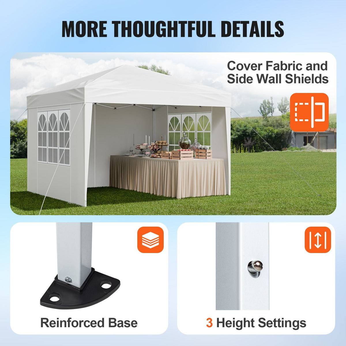 Pop Up Canopy, 10 x 10 FT Instant Canopy Portable Gazebo with 3 Sidewalls & 2 Ventilated Windows, Height Adjustable Pop-Up Outdoor Shelter Tent for Events, Patio, Backyard, Party, Parking