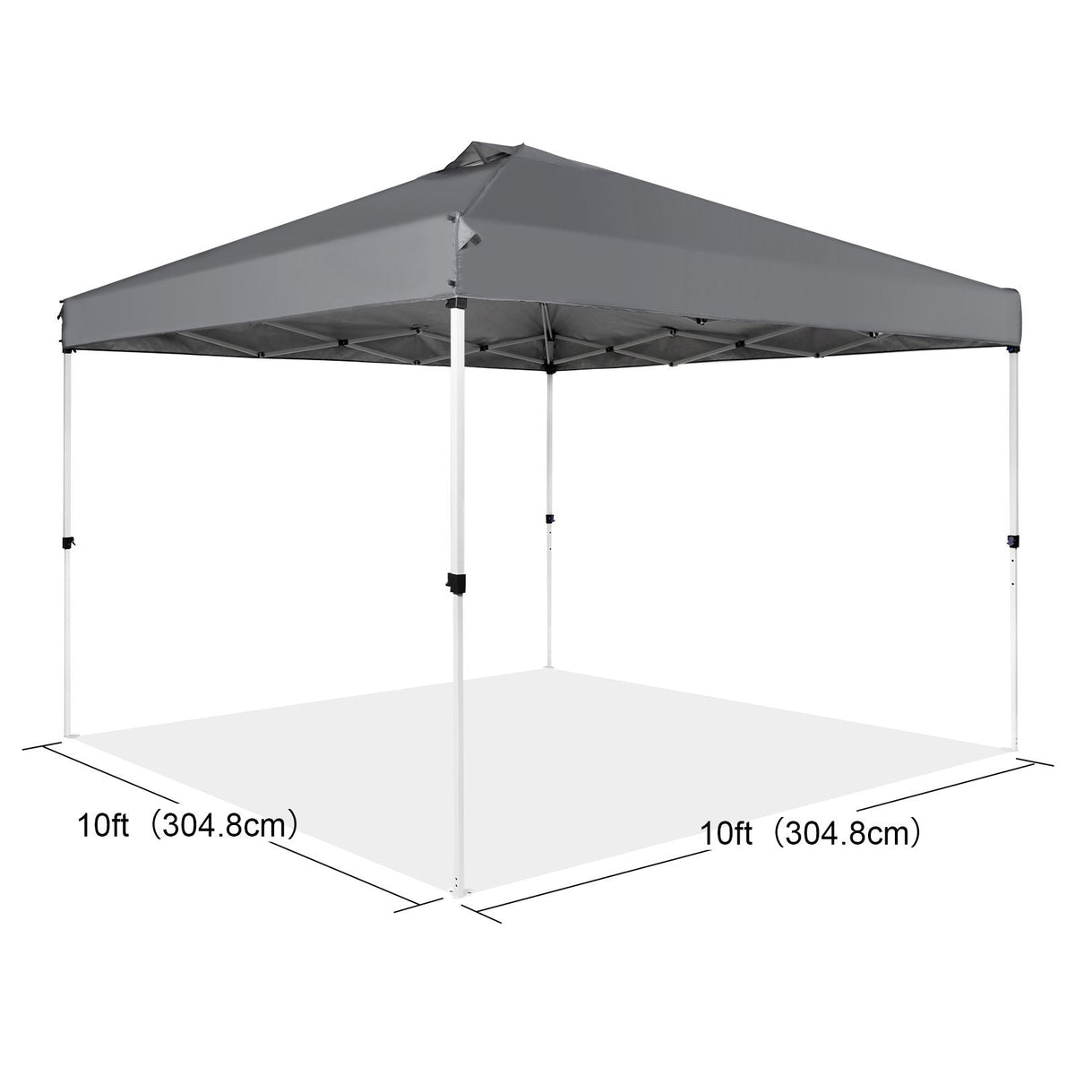 Pop Up Canopy Tent, 10 x 10 ft, 250 D PU Silver Coated Tarp, with Portable Roller Bag and 4 Sandbags, Waterproof and Sun Shelter Gazebo for Outdoor Party, Camping, Commercial Events, Dark Gray
