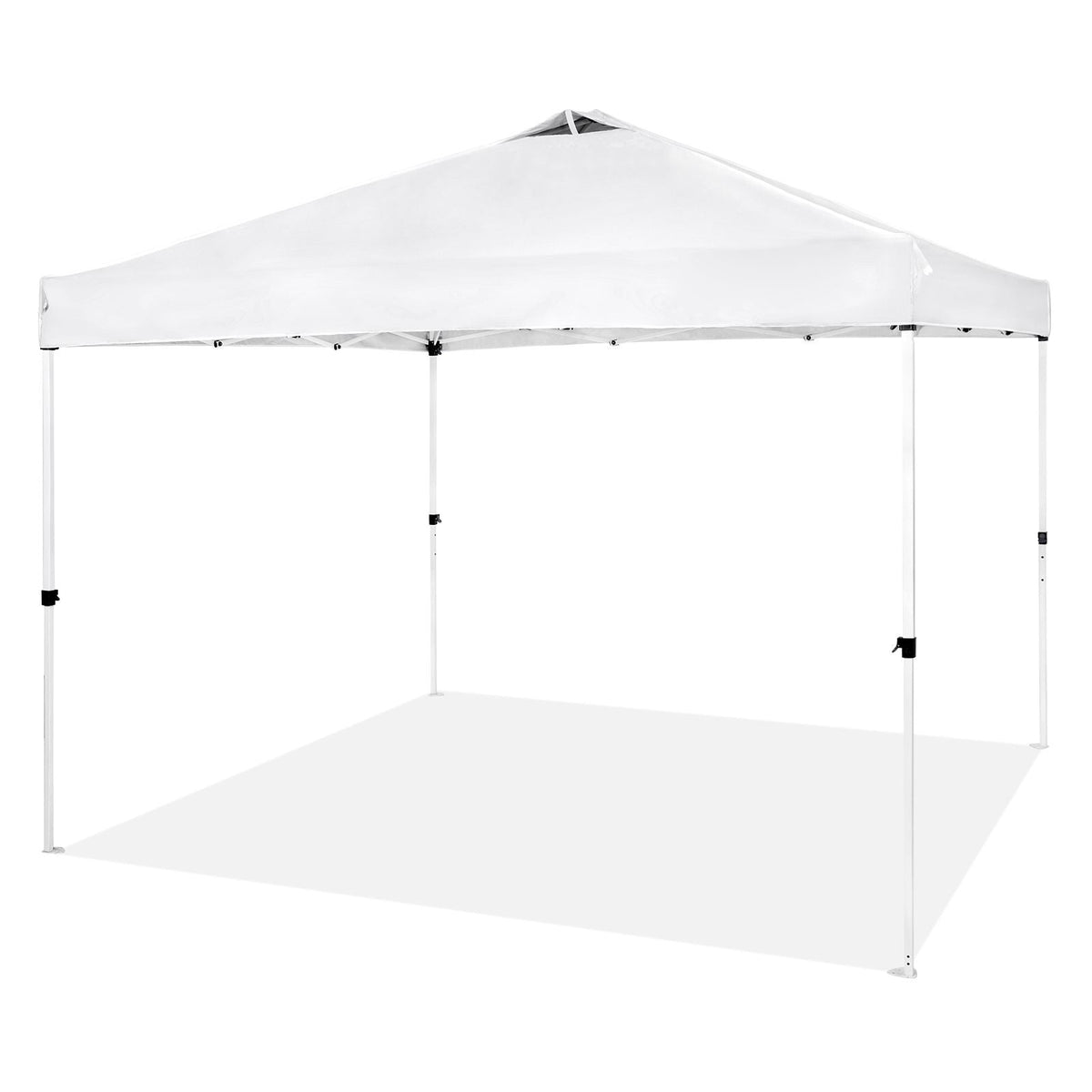 Pop Up Canopy Tent, 10 x 10 ft, 250 D PU Silver Coated Tarp, with Portable Roller Bag and 4 Sandbags, Waterproof and Sun Shelter Gazebo for Outdoor Party, Camping, Commercial Events, White