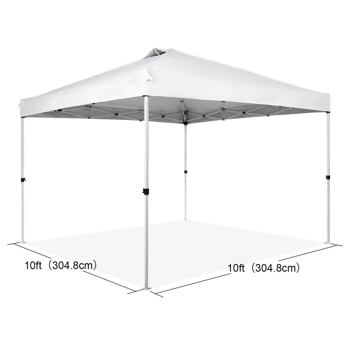 Pop Up Canopy Tent, 10 x 10 ft, 250 D PU Silver Coated Tarp, with Portable Roller Bag and 4 Sandbags, Waterproof and Sun Shelter Gazebo for Outdoor Party, Camping, Commercial Events, White