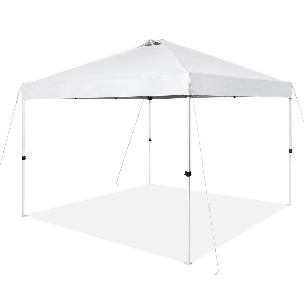 Pop Up Canopy Tent, 10 x 10 ft, 250 D PU Silver Coated Tarp, with Portable Roller Bag and 4 Sandbags, Waterproof and Sun Shelter Gazebo for Outdoor Party, Camping, Commercial Events, White