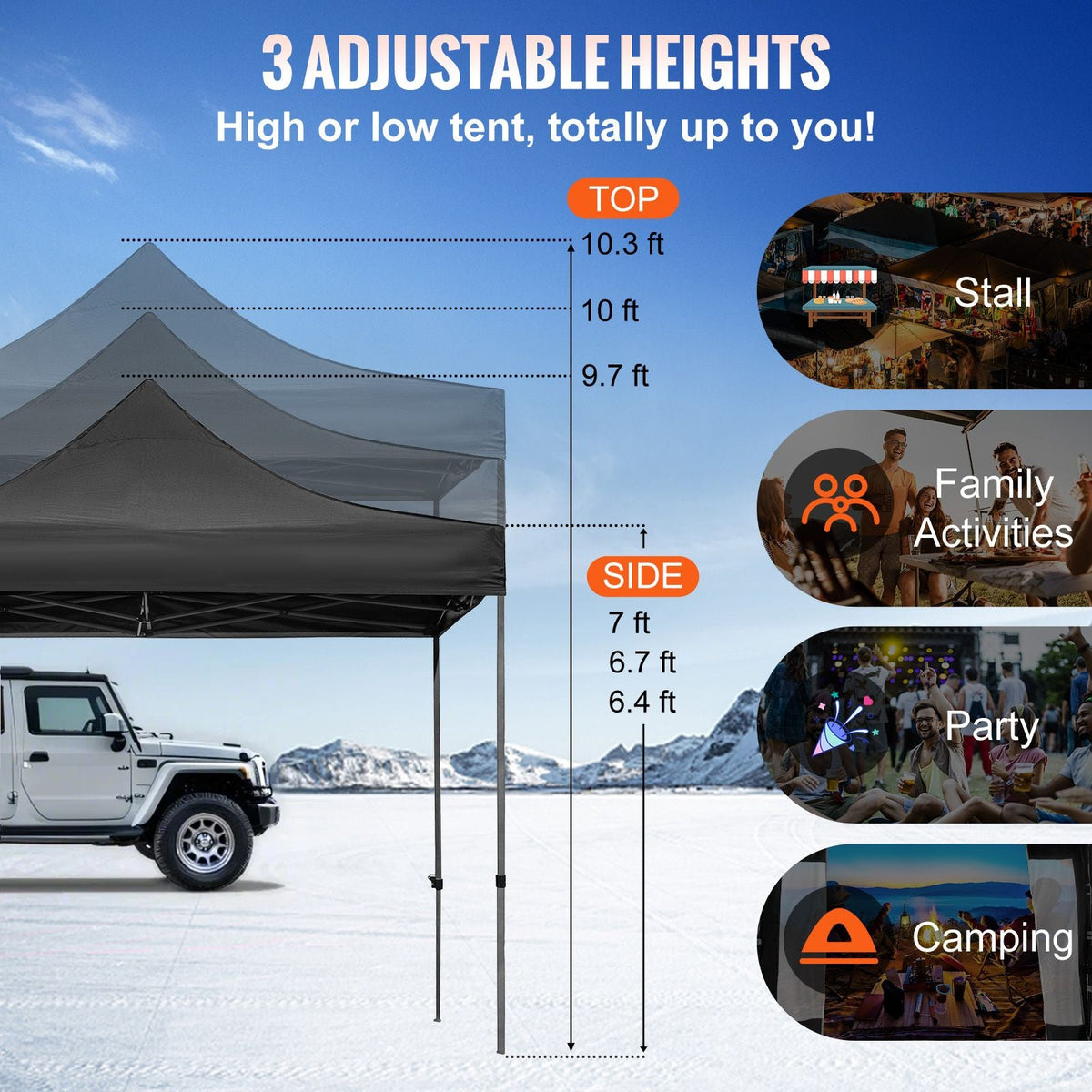 Pop Up Canopy Tent, 10 x 10 FT, Outdoor Patio Gazebo Tent with Removable Sidewalls and Wheeled Bag, UV Resistant Waterproof Instant Gazebo Shelter for Party, Garden, Backyard, Black