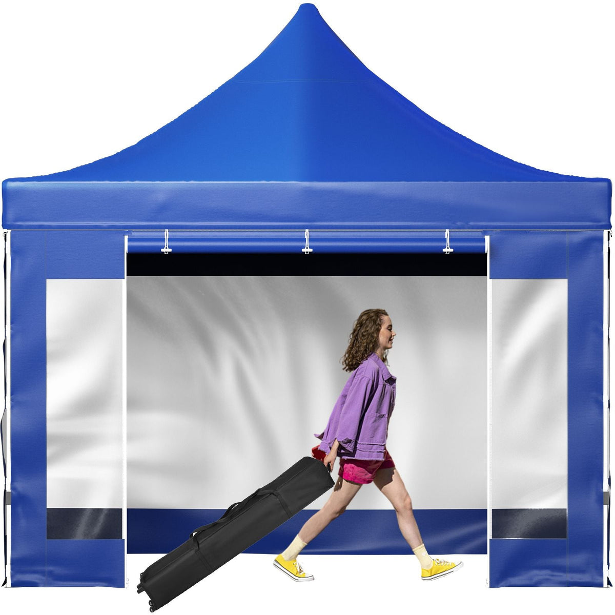 Pop Up Canopy Tent, 10 x 10 FT, Outdoor Patio Gazebo Tent with Removable Sidewalls and Wheeled Bag, UV Resistant Waterproof Instant Gazebo Shelter for Party, Garden, Backyard, Blue