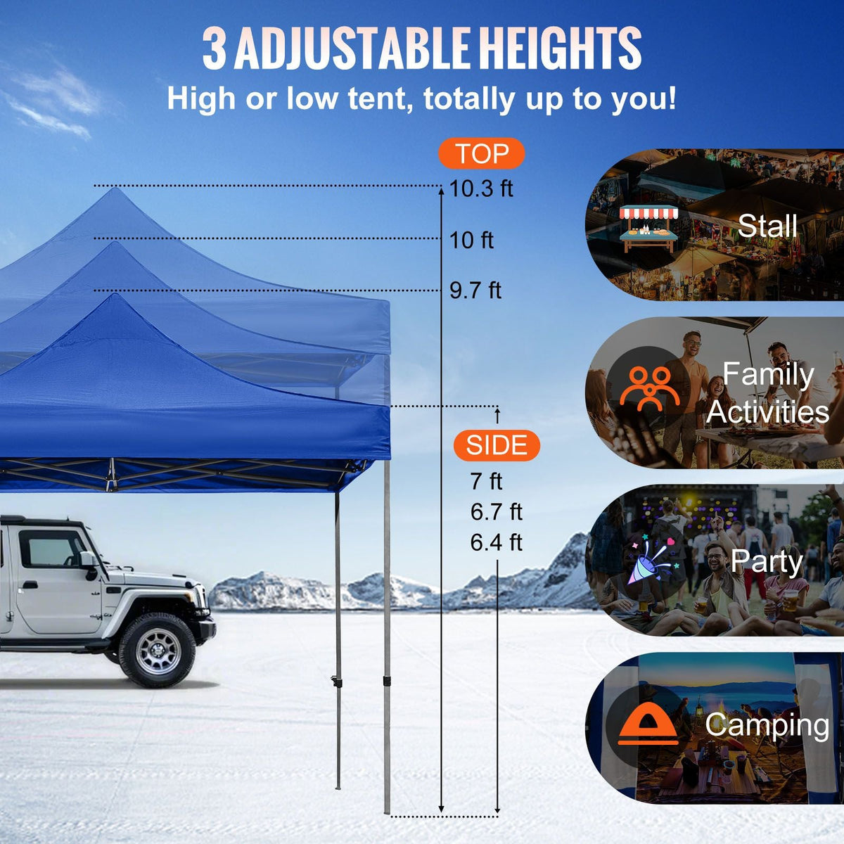 Pop Up Canopy Tent, 10 x 10 FT, Outdoor Patio Gazebo Tent with Removable Sidewalls and Wheeled Bag, UV Resistant Waterproof Instant Gazebo Shelter for Party, Garden, Backyard, Blue