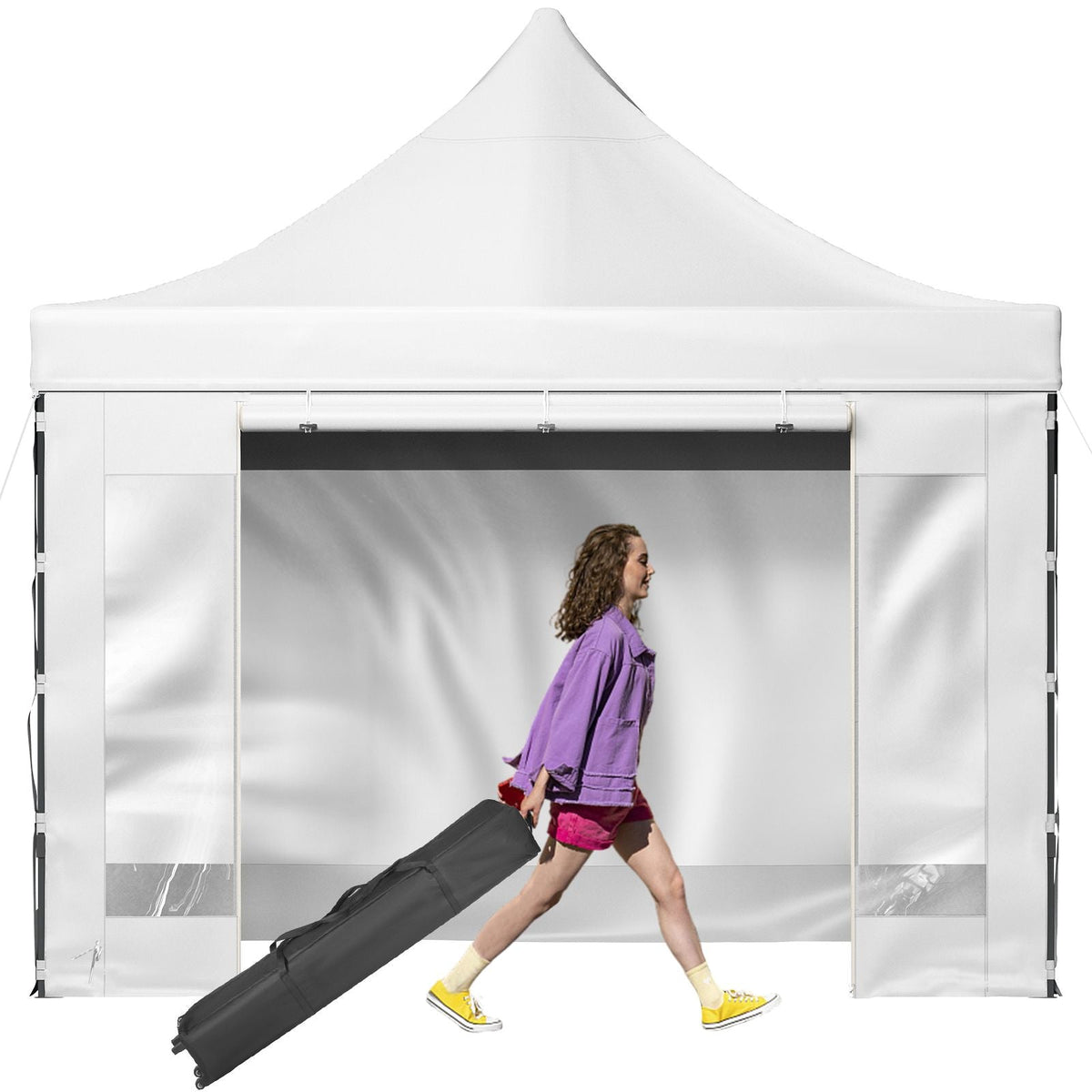 Pop Up Canopy Tent, 10 x 10 FT, Outdoor Patio Gazebo Tent with Removable Sidewalls and Wheeled Bag, UV Resistant Waterproof Instant Gazebo Shelter for Party, Garden, Backyard, White