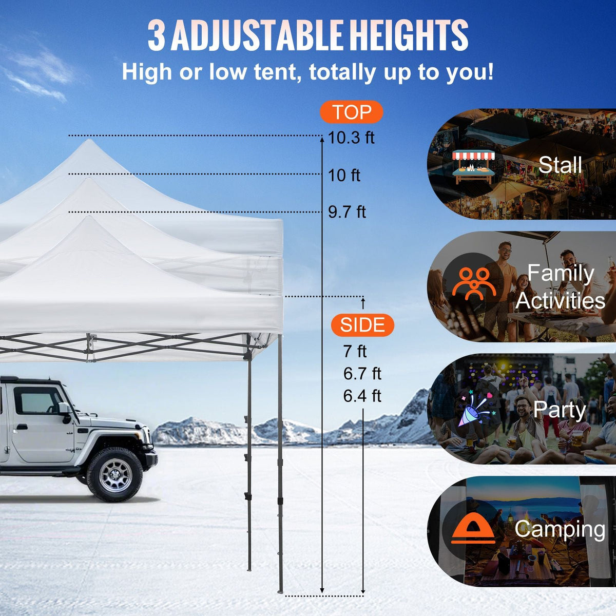 Pop Up Canopy Tent, 10 x 10 FT, Outdoor Patio Gazebo Tent with Removable Sidewalls and Wheeled Bag, UV Resistant Waterproof Instant Gazebo Shelter for Party, Garden, Backyard, White