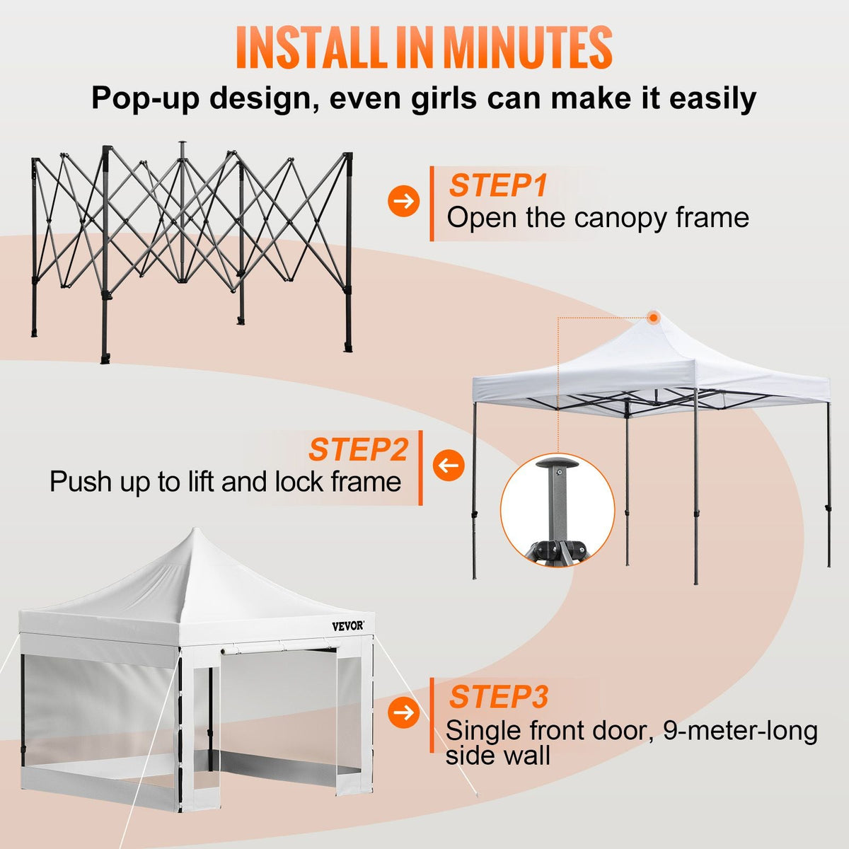 Pop Up Canopy Tent, 10 x 10 FT, Outdoor Patio Gazebo Tent with Removable Sidewalls and Wheeled Bag, UV Resistant Waterproof Instant Gazebo Shelter for Party, Garden, Backyard, White