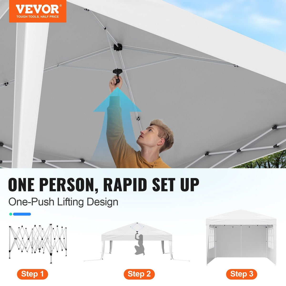 Pop Up Canopy Tent 10' x 10' Sun Shelter Outdoor Gazebo with Sidewalls