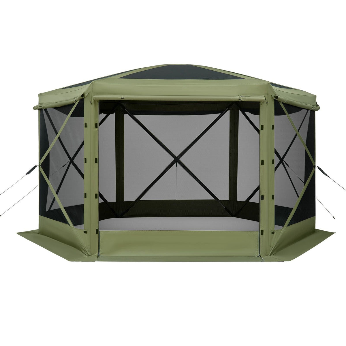 Pop up Gazebo Screen Tent, 10 x 10 ft Large 6-Sided Camping Canopy Tent with Removable Top & Carry Bag, Quick-Set & Bite-Proof, Screen House Sun Shelter for 6-8 Persons Backyard Patio, Green