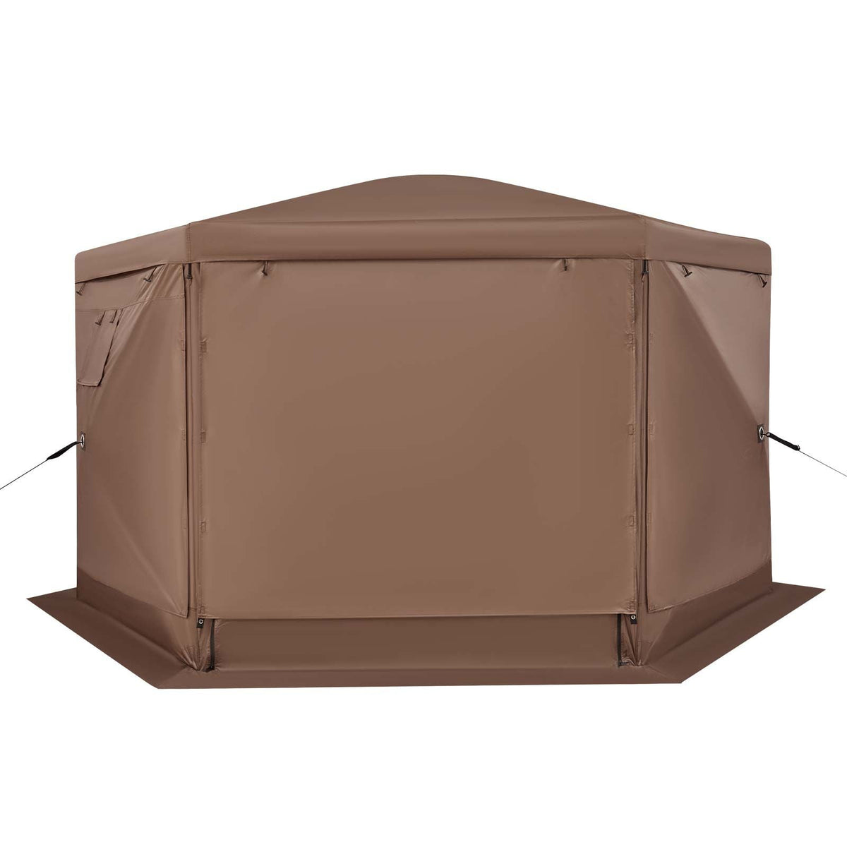 Pop up Gazebo Screen Tent, 12 x 12 ft Large 6-Sided Camping Canopy Tent with Removable Top & Carry Bag, Quick-Set & Bite-Proof, Screen House Sun Shelter for 8-10 Persons Backyard Patio, Brown