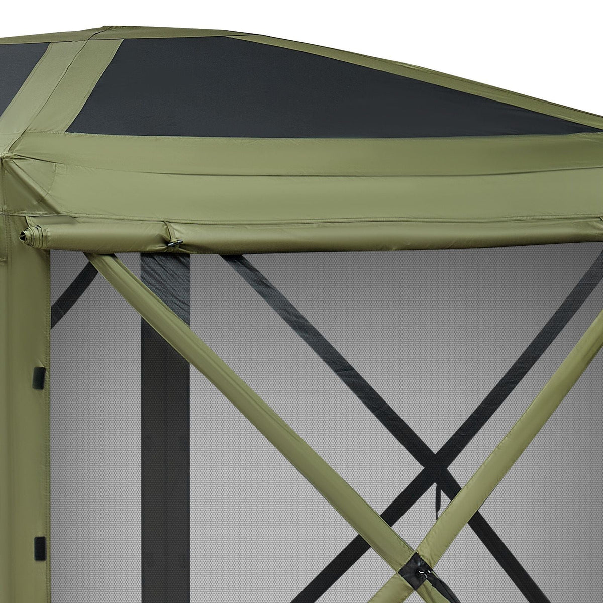 Pop up Gazebo Screen Tent, 12 x 12 ft Large 6-Sided Camping Canopy Tent with Removable Top & Carry Bag, Quick-Set & Bite-Proof, Screen House Sun Shelter for 8-10 Persons Backyard Patio, Green