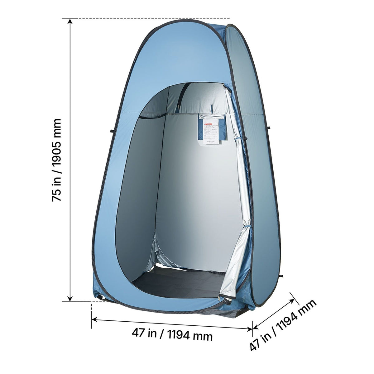 Pop up Shower Tent, Instant Portable Privacy Tent Changing Room with Shower Bag, Ground Stakes, Ropes, Carry Bag, 190T Polyester with Silver Coating, Quick Setup, for Camping, Beach, Fishing