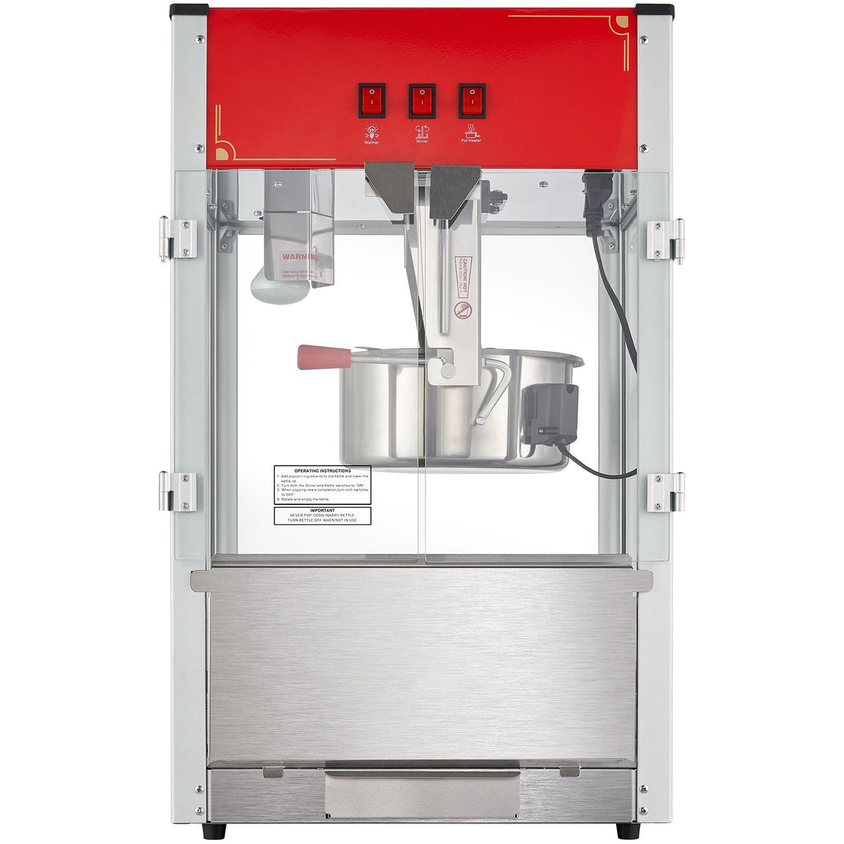 Popcorn Maker, 1440W Popcorn Popper Machine, 12 Oz Kettle Makes 80 Cups per Batch, Countertop Popcorn Maker with Tempered Glass, 3 Stainless Steel Scoops, Movie Theater Style, Red