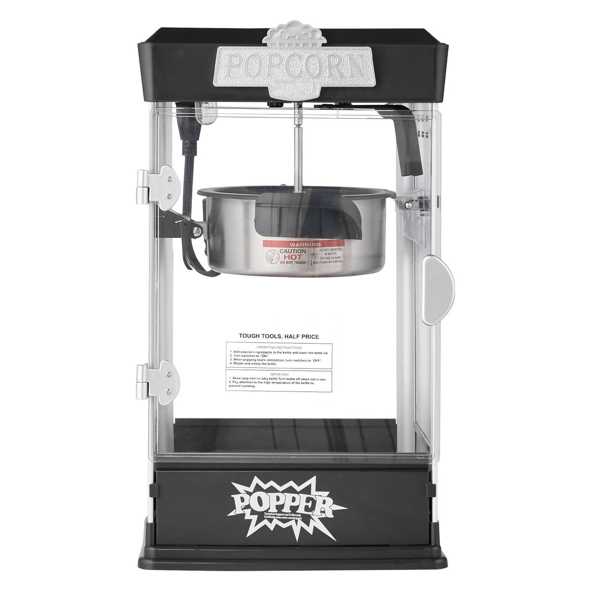 Popcorn Maker, 480W Popcorn Popper Machine, 4 Oz Kettle Makes 1.5 Gallon per Batch, Tabletop Popcorn Maker, Includes 3 Scoops, Movie Theater Style, Black