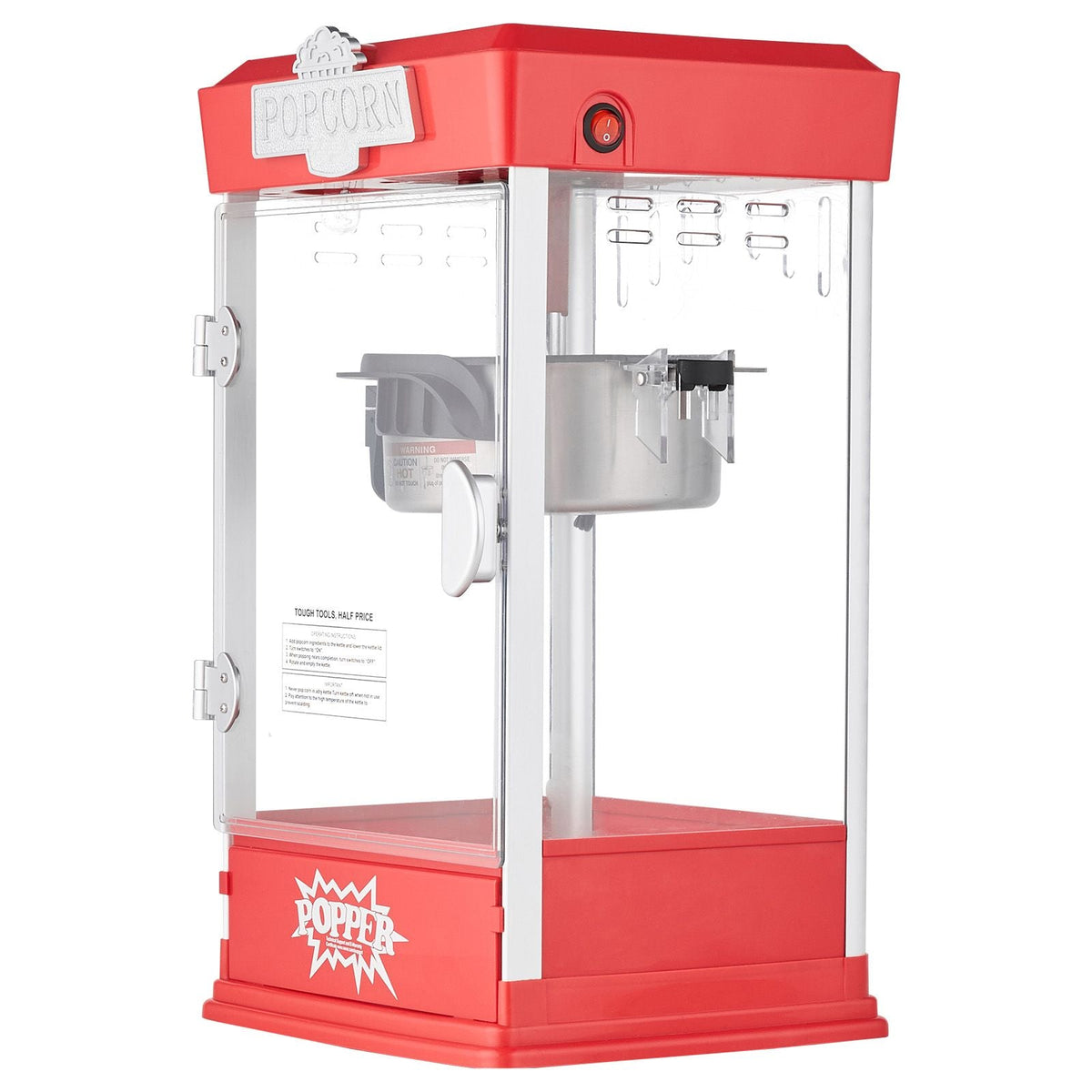 Popcorn Maker, 480W Popcorn Popper Machine, 4 Oz Kettle Makes 1.5 Gallon per Batch, Tabletop Popcorn Maker, Includes 3 Scoops, Movie Theater Style, Red