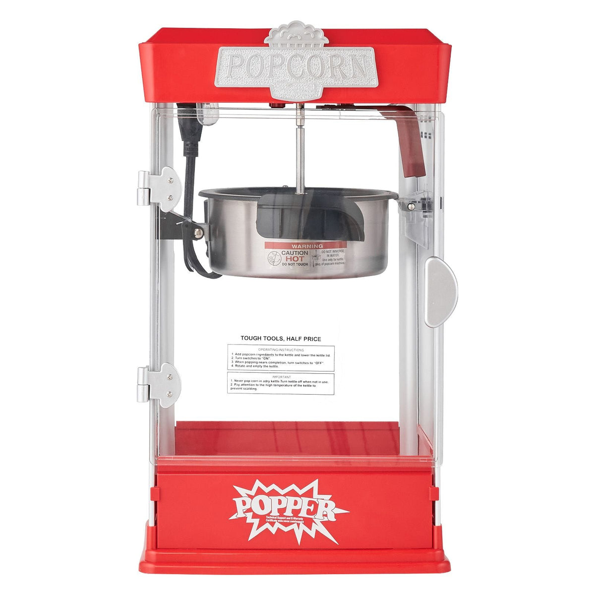 Popcorn Maker, 480W Popcorn Popper Machine, 4 Oz Kettle Makes 1.5 Gallon per Batch, Tabletop Popcorn Maker, Includes 3 Scoops, Movie Theater Style, Red
