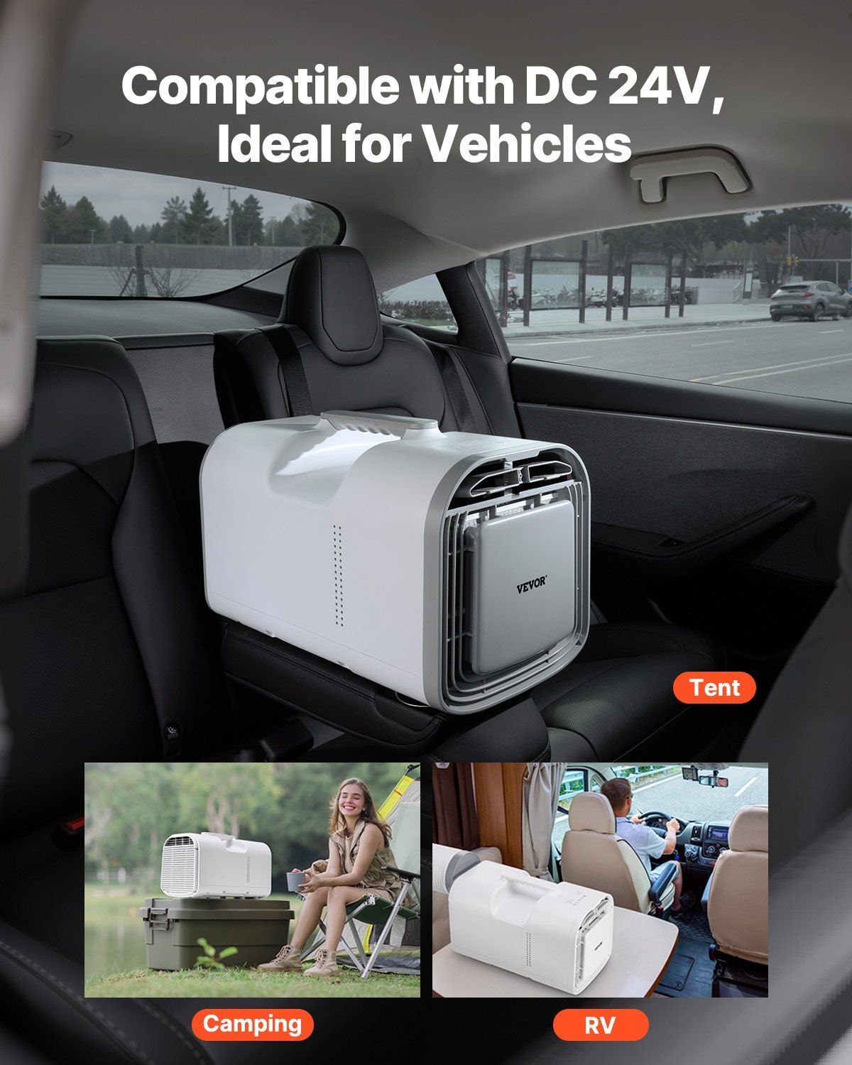 Portable Air Conditioner, 4250 BTU 3-Speed Air Conditioning Unit with 24H Timer, Air Portable AC Adjustable from 16-32°C, Compatible with AC/DC, for Outdoor Tent Camping, RVs or Home Use, White